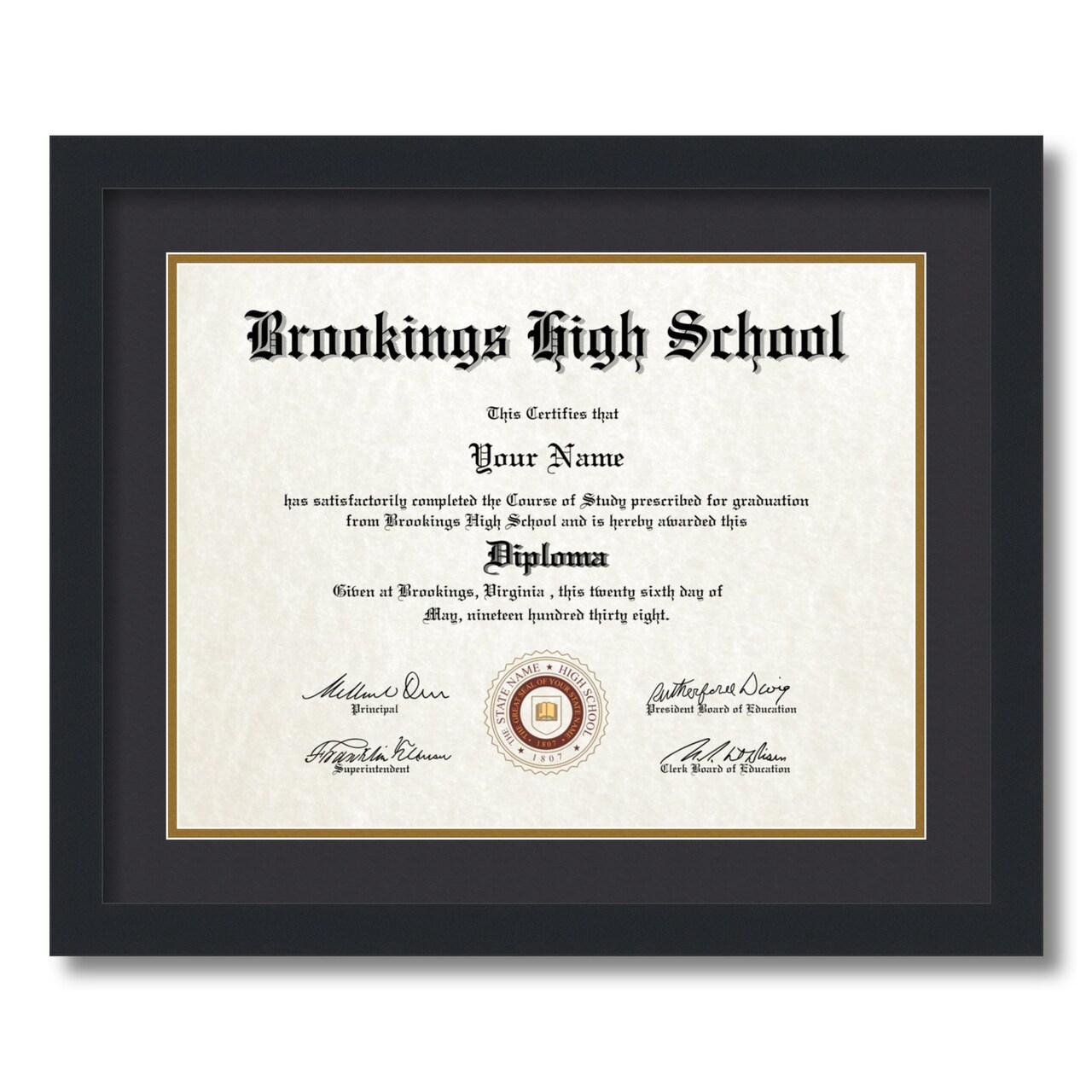 ArtToFrames 13x17 inch Diploma Frame - Framed with Black and Gold Mats, Comes with Regular Acrylic and Sawtooth Hanger for Wall Hanging (D-13x17)